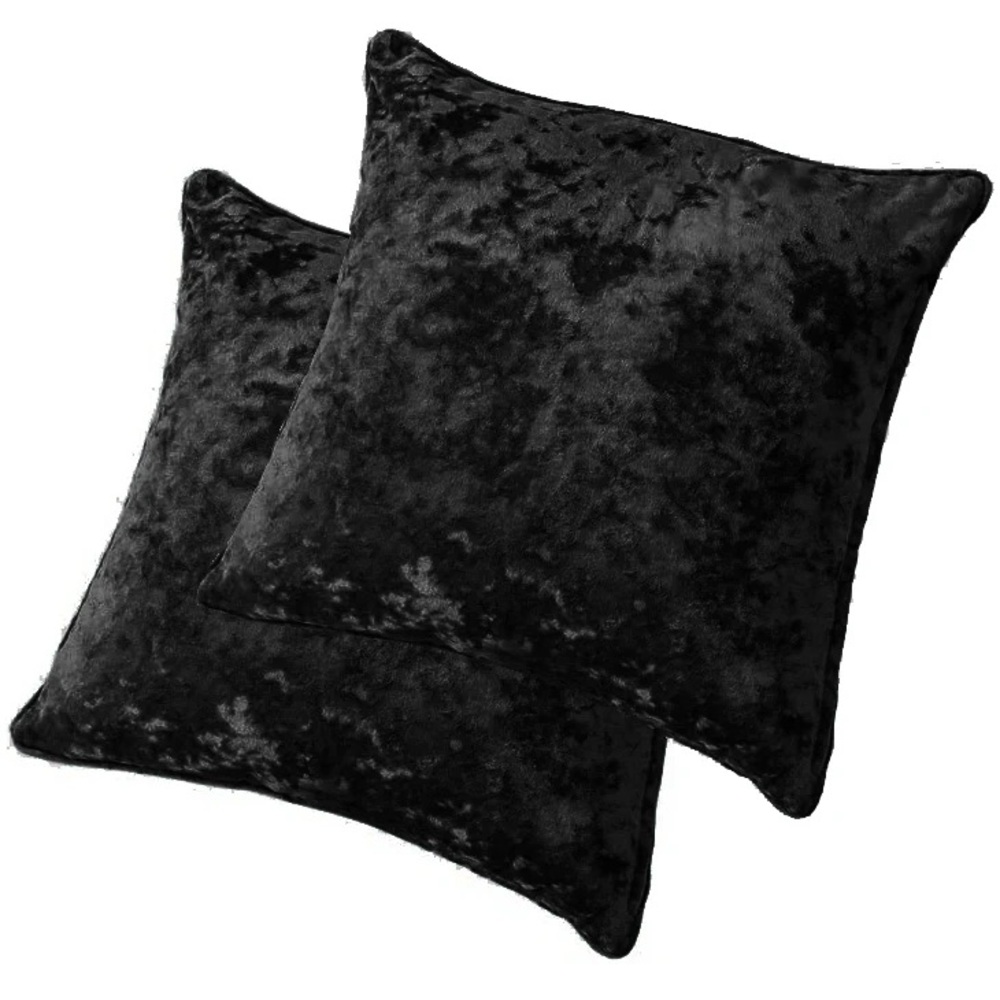 Elegant Black Crushed Velvet 18x18 Square Pillow Covers